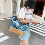 Bolsa de Praia Grande em Lona com Zíper Estampada