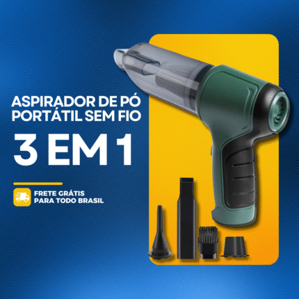 Aspirador de Pó Portátil 3 em 1 Sem Fio Soprador e Selador a Vácuo