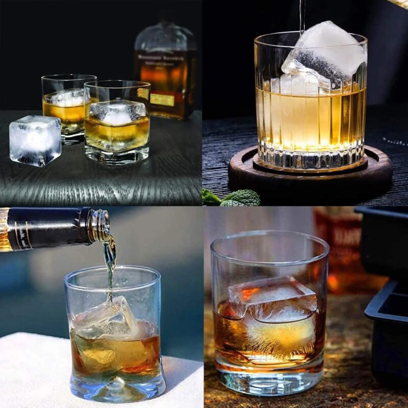 Forma de Gelo de Silicone para Cubos Grandes de Gelo