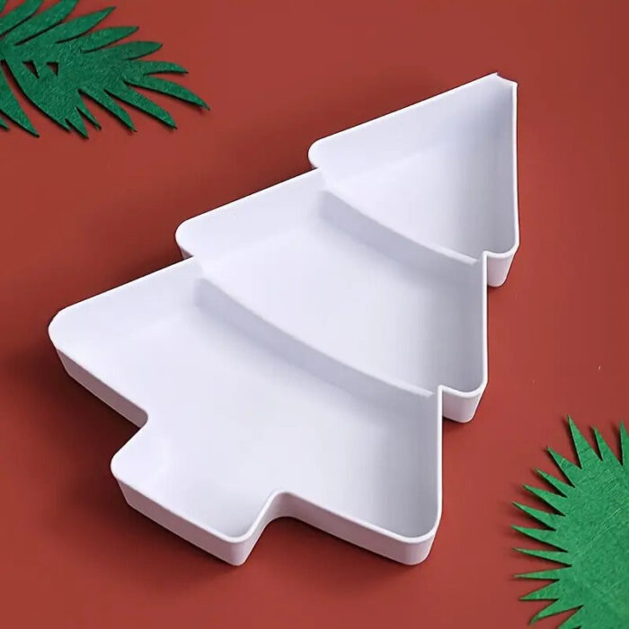Petisqueira em Formato de Árvore de Natal com 3 Divisórias