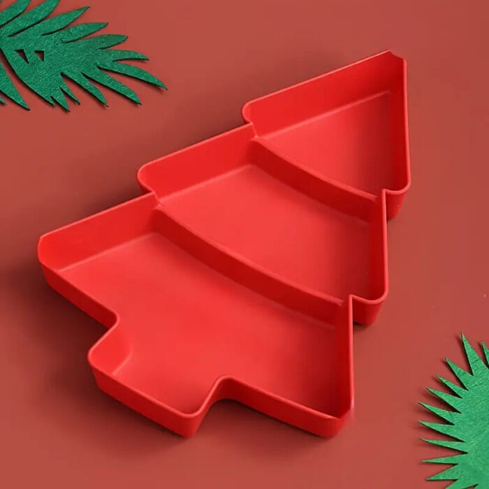 Petisqueira em Formato de Árvore de Natal com 3 Divisórias
