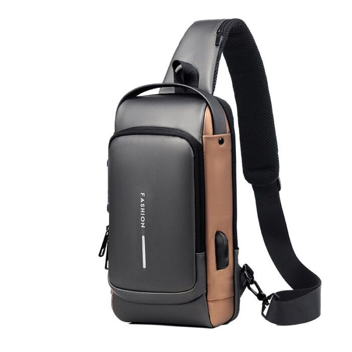 Bolsa de Ombro Antifurto com Senha e Carregador USB Integrado