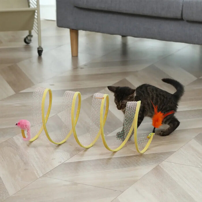 Túnel para Gatos Dobrável com Bolinha
