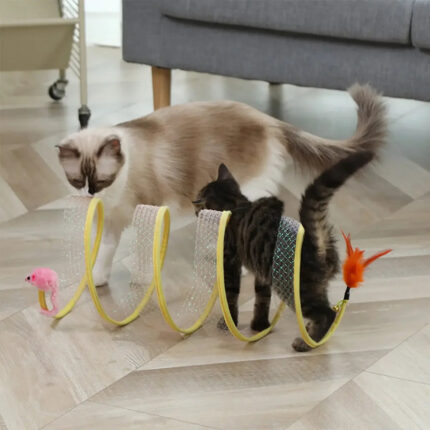 Túnel para Gatos Dobrável com Bolinha