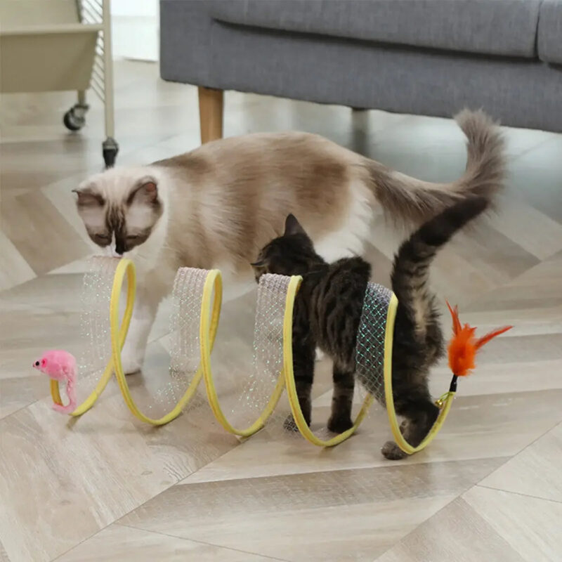 Túnel para Gatos Dobrável com Bolinha