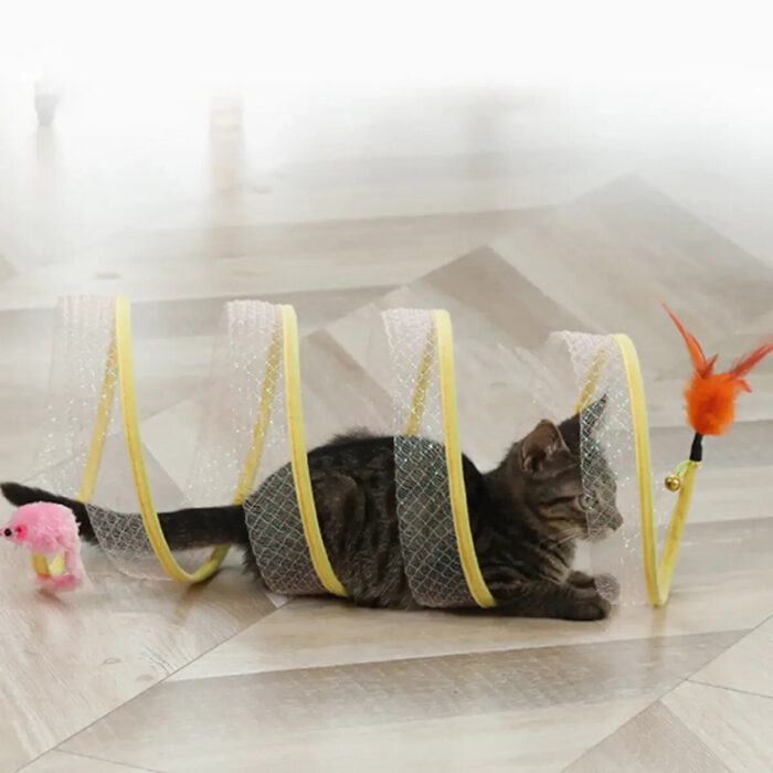 Túnel para Gatos Dobrável com Bolinha