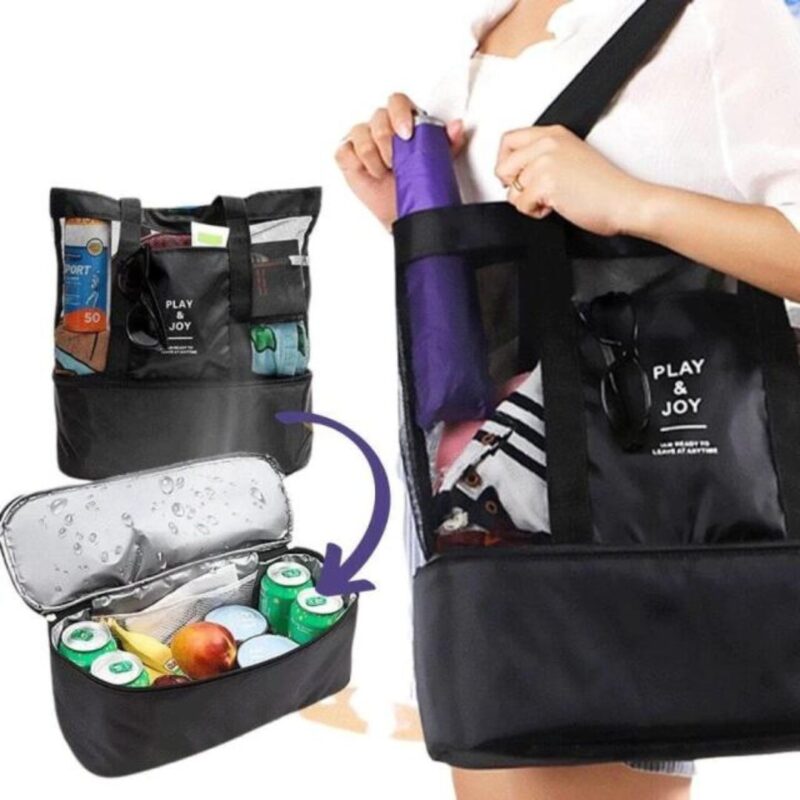 Bolsa de Praia 2 em 1 com Compartimento Térmico Integrado