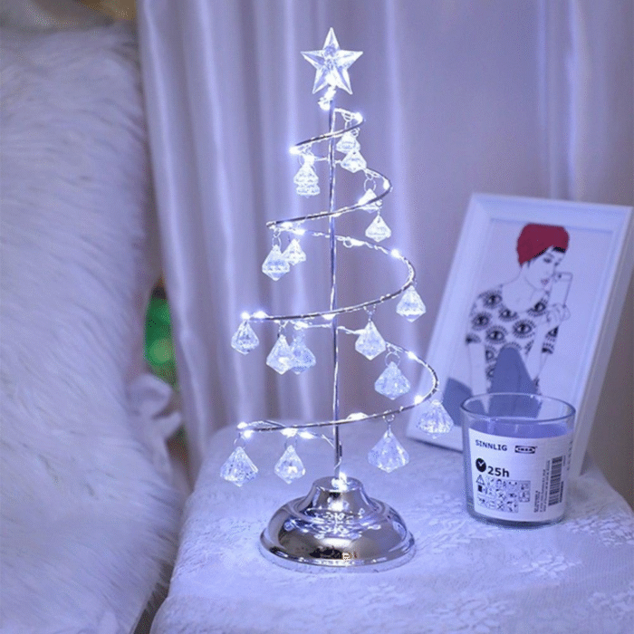 Luminária Árvore de Natal Decorativa de Mesa com Luz de LED