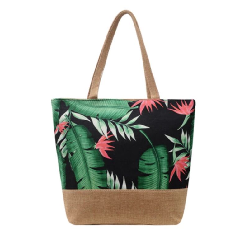 Bolsa de Praia Grande em Lona com Zíper Estampada