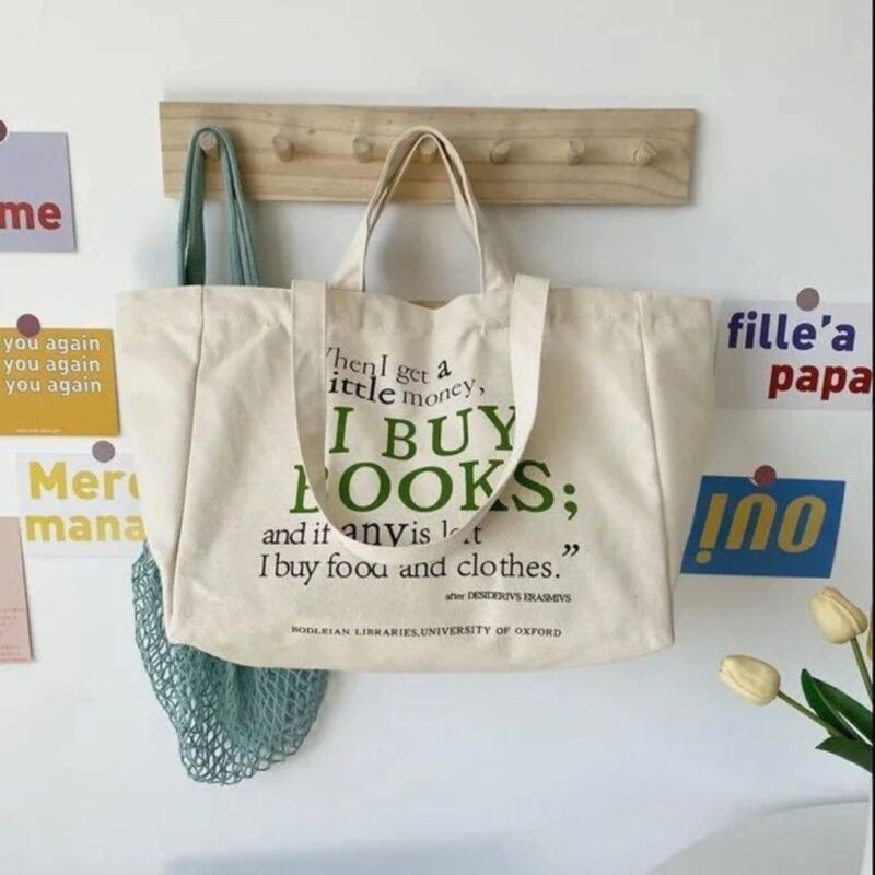 Bolsa de Ombro Casual e Resistente de Lona com Zíper