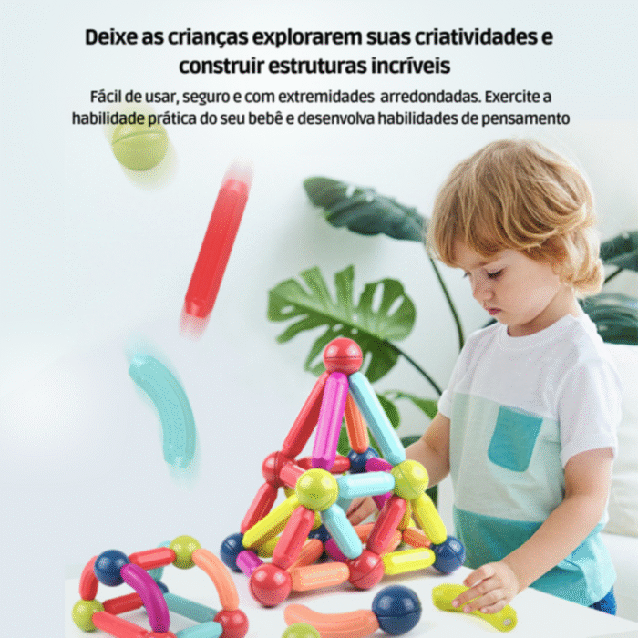 Blocos de Montar Magnéticos Brinquedo Educativo 25 Peças