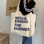 Bolsa de Ombro Casual e Resistente de Lona com Zíper