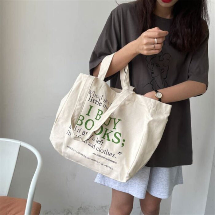 Bolsa de Ombro Casual e Resistente de Lona com Zíper