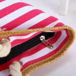 Bolsa de Praia Grande Listrada em Lona com Zíper