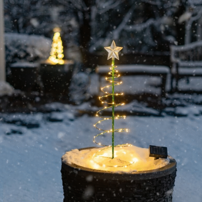 Árvore de Natal Solar LED para Jardim Decoração Externa Automática