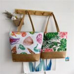 Bolsa de Praia Grande em Lona com Zíper Estampada