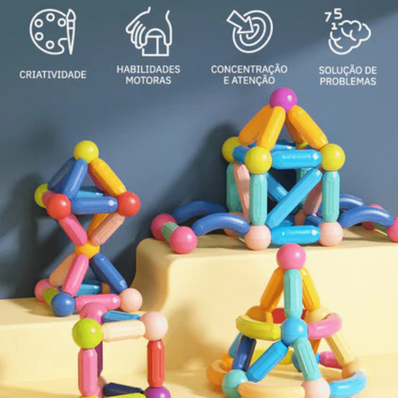 Blocos de Montar Magnéticos Brinquedo Educativo 25 Peças