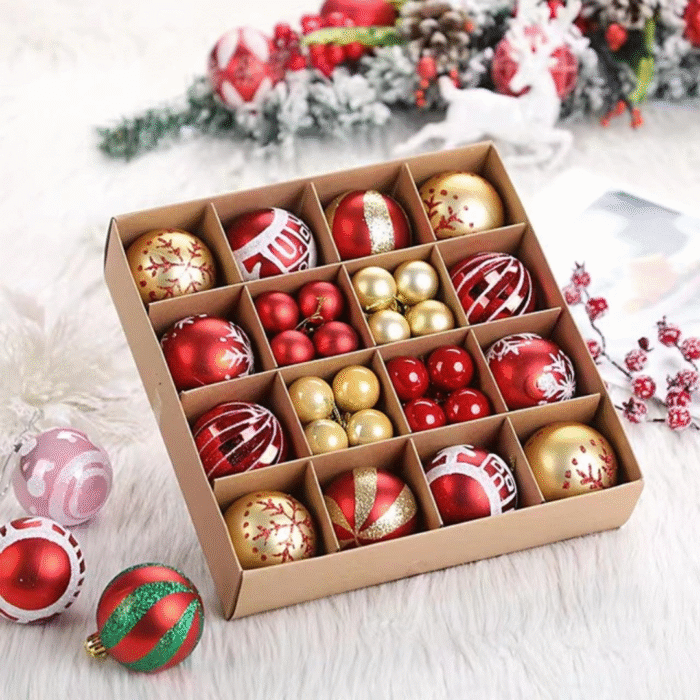 Kit com 42 Bolas de Natal Decoradas para Árvore