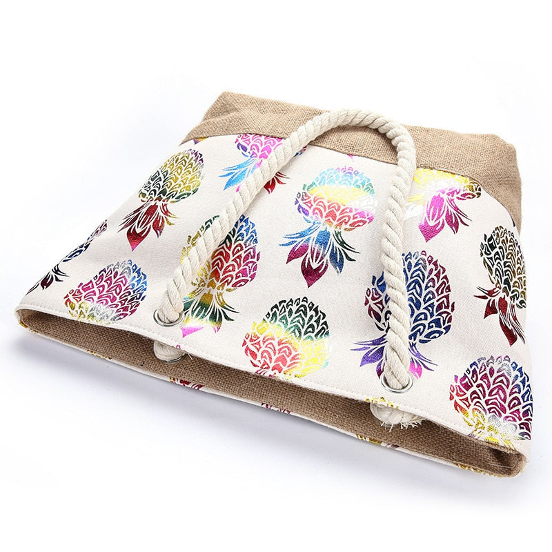 Bolsa de Ombro Grande em Lona com Zíper - Estilo Tote Bag