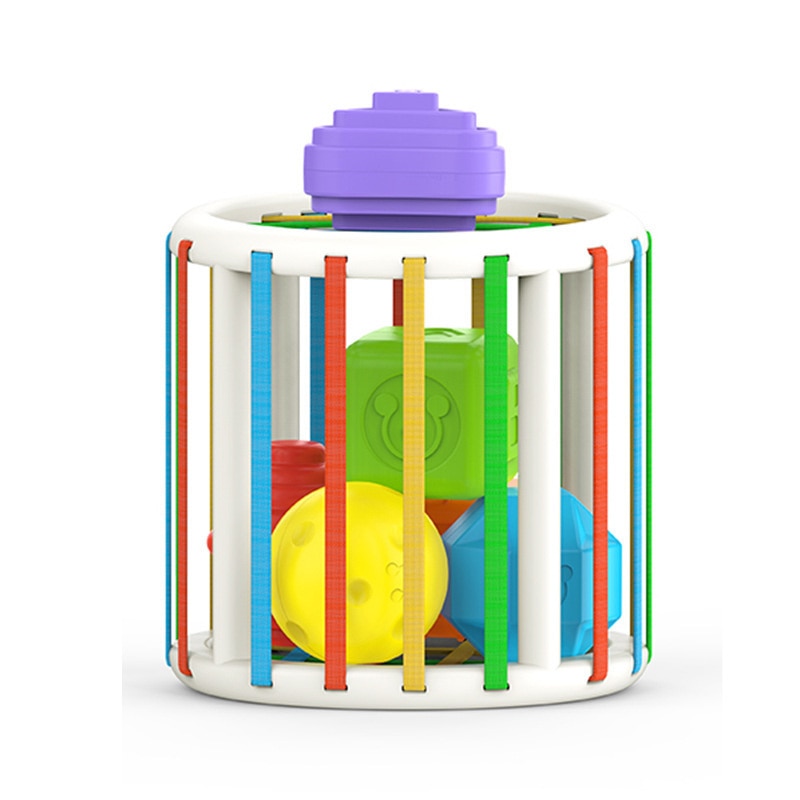 Brinquedo Pedagógico Cubo Sensorial com Elásticos e Formas