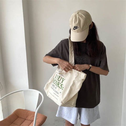 Bolsa de Ombro Casual e Resistente de Lona com Zíper