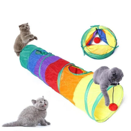 Túnel Dobrável para Gatos com 2 Saídas e Janelas