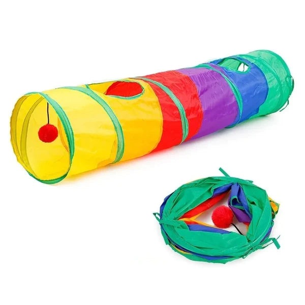 Túnel Dobrável para Gatos com 2 Saídas e Janelas