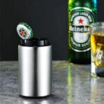 Abridor de Garrafa Automático de Pressão Magnético em Aço Inox