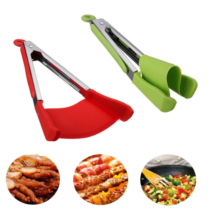 Espátula Pinça de Silicone 2 em 1 para Cozinha
