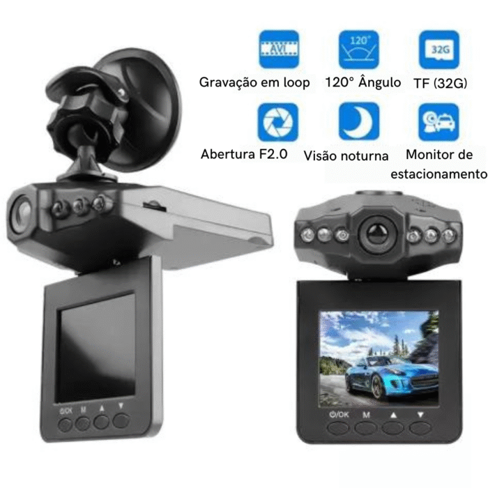 Câmera de Segurança Veicular HD 1080p com Visão Noturna