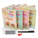 Kit 4 Cadernos de Caligrafia Mágica Reutilizável com Caneta que Apaga