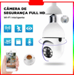 Câmera de Segurança 360° Wi-Fi com Encaixe de Lâmpada Visão Noturna