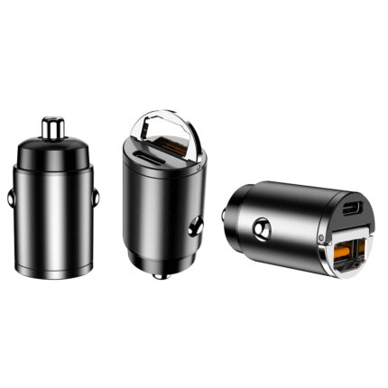 Mini Carregador Veicular 30W com Saída USB e USB-C