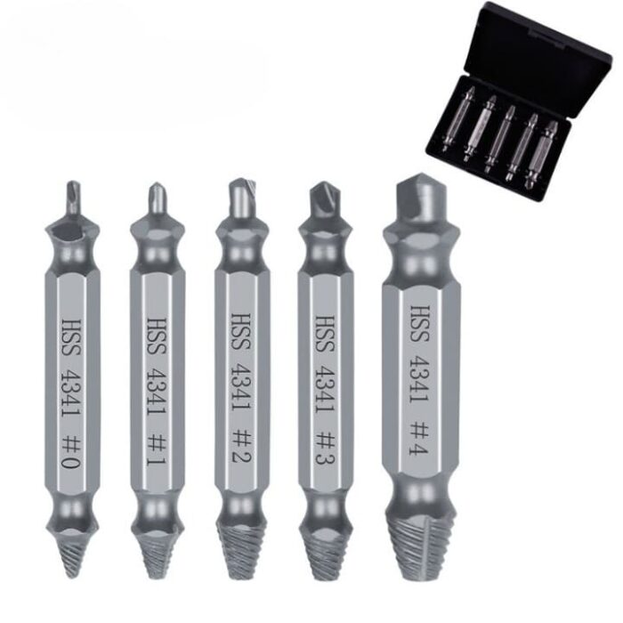 Kit Extrator de Parafusos Danificados com 5 Peças e Estojo