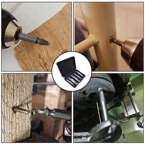 Kit Extrator de Parafusos Danificados com 5 Peças e Estojo