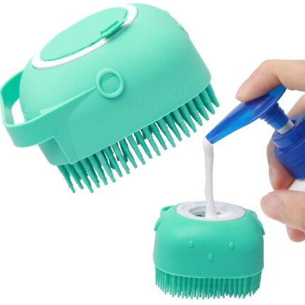 Escova de Banho para Pets com Dispenser de Shampoo Massageadora