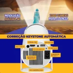 Projetor Portátil 4K Ultra HD Android Wi-Fi e Bluetooth Alto Falante Embutido