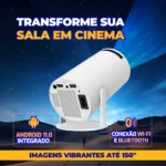 Projetor Portátil 4K Ultra HD Android Wi-Fi e Bluetooth Alto Falante Embutido
