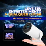 Projetor Portátil 4K Ultra HD Android Wi-Fi e Bluetooth Alto Falante Embutido