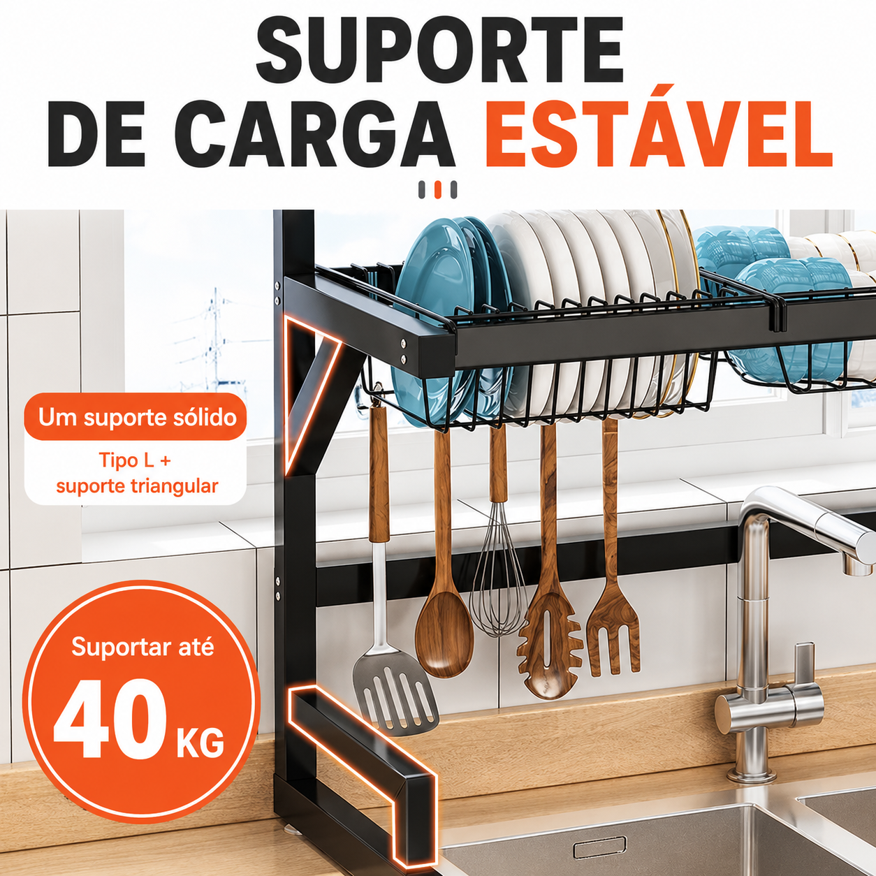 Cozinha Suspensa Modular Autossustentável Escorredor Premium
