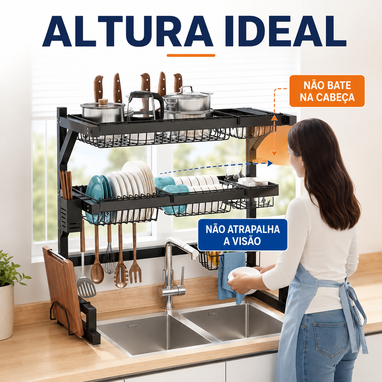 Cozinha Suspensa Modular Autossustentável Escorredor Premium