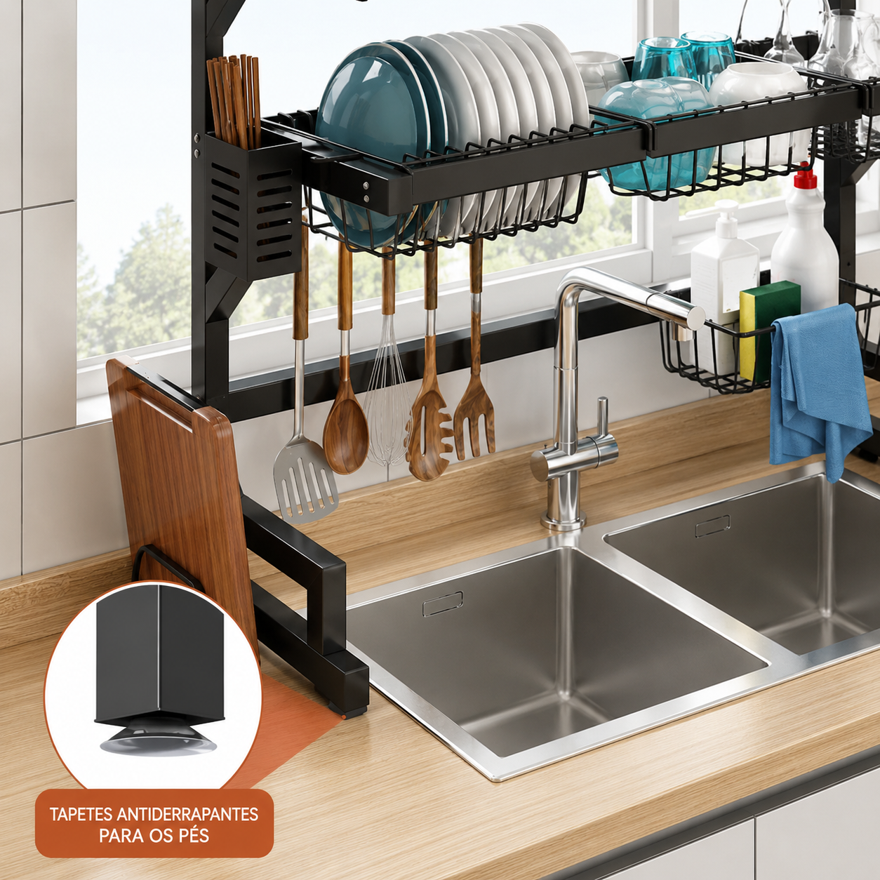 Cozinha Suspensa Modular Autossustentável Escorredor Premium
