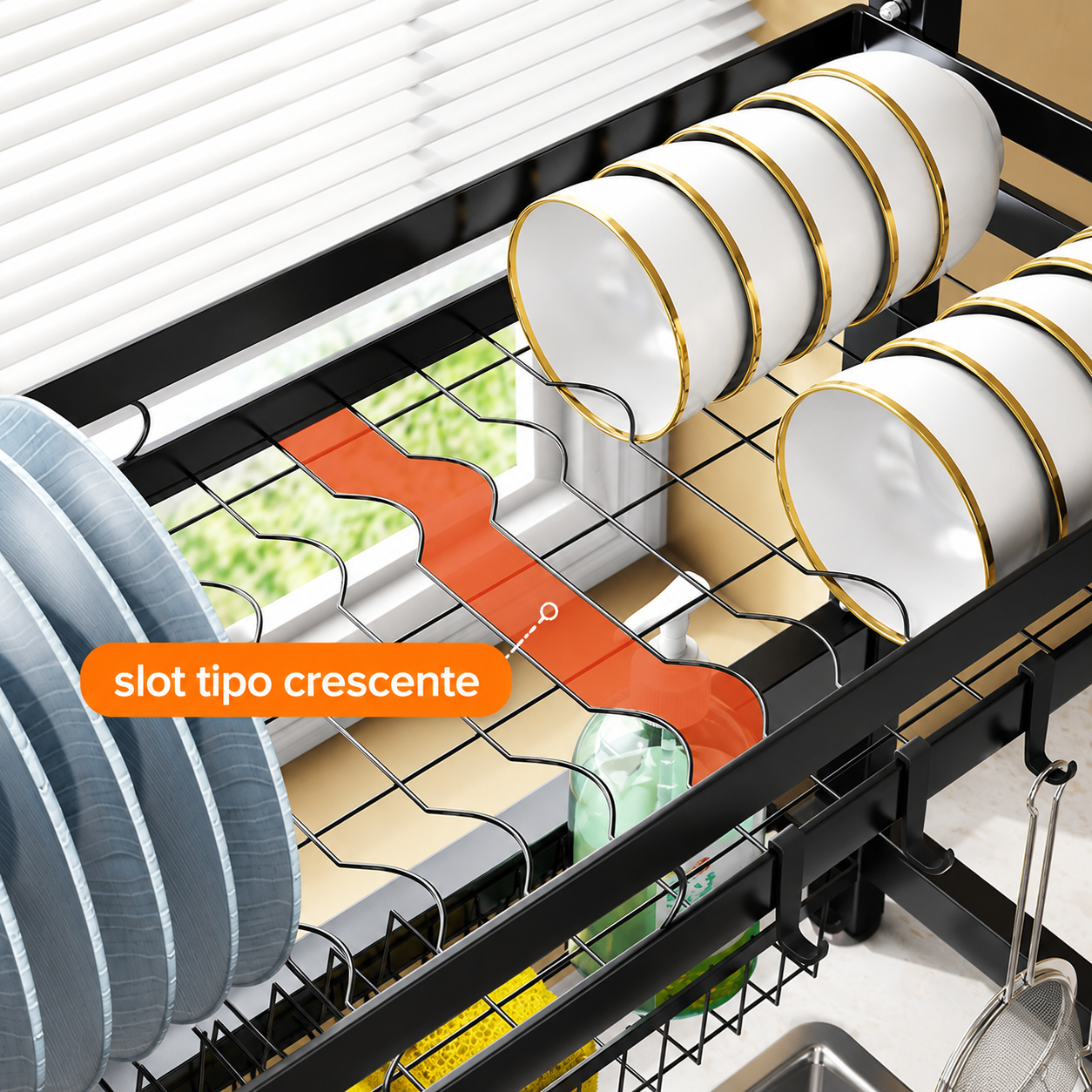 Cozinha Suspensa Modular Autossustentável Escorredor Premium