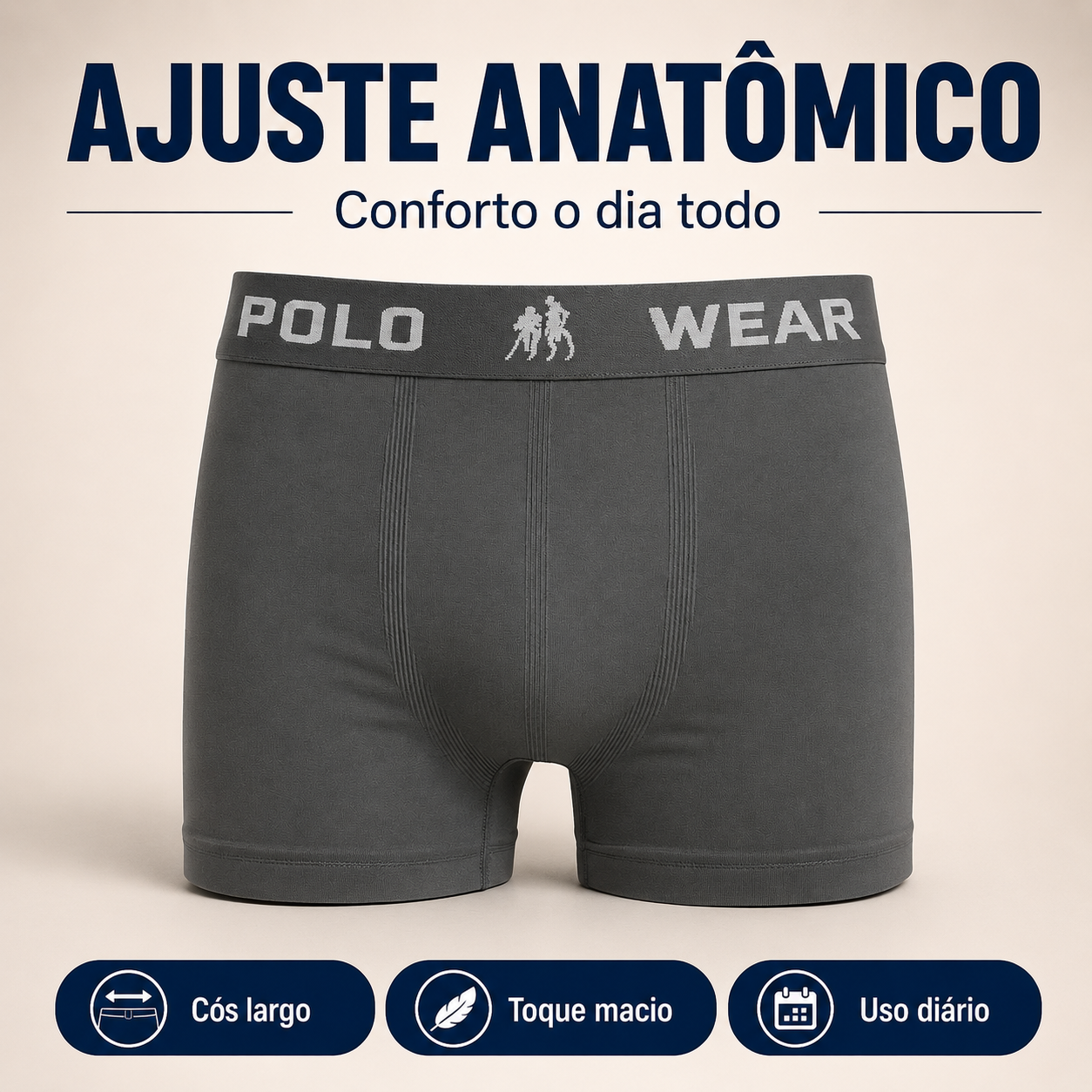 Kit Cueca Boxer Polo Wear Microfibra Sem Costura