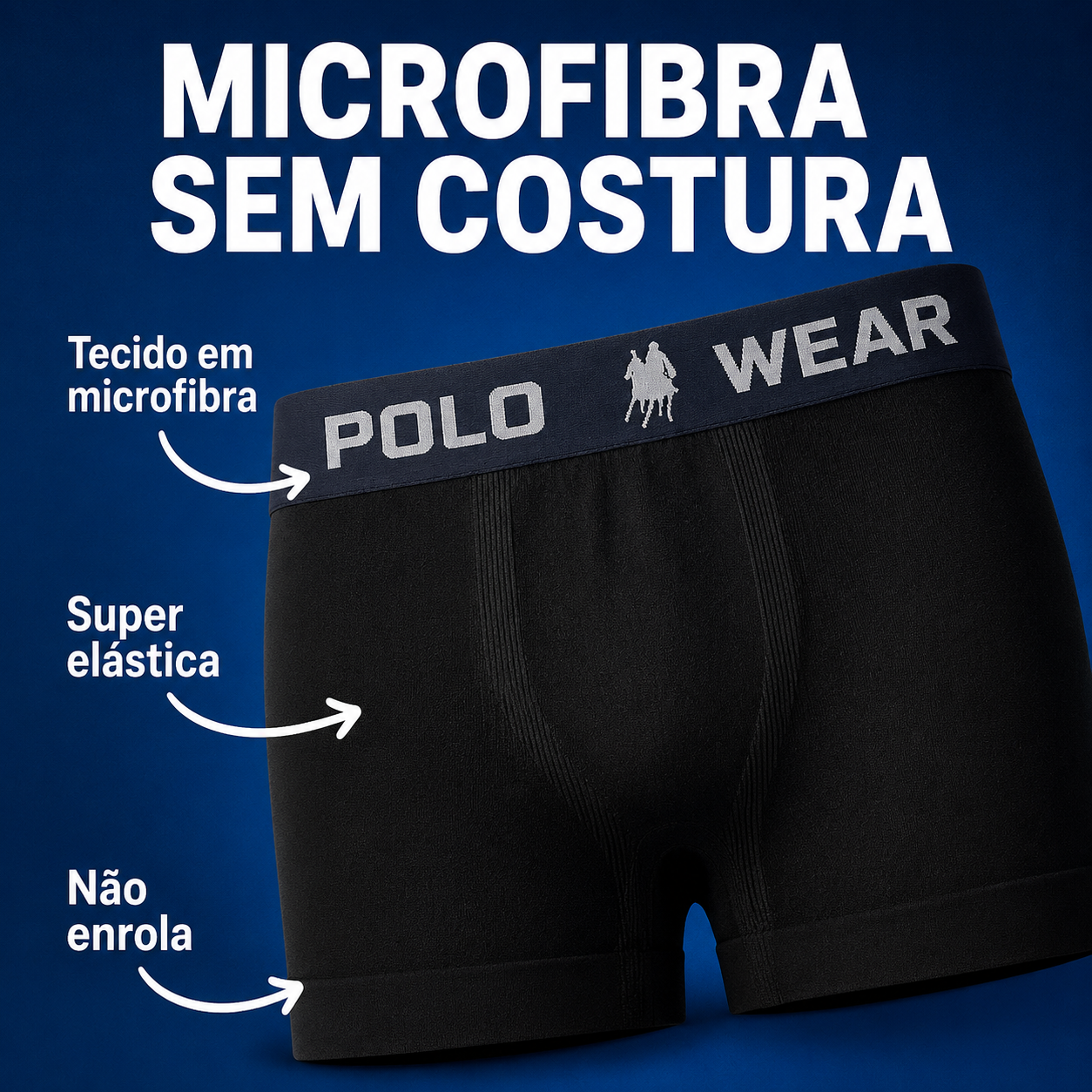 Kit Cueca Boxer Polo Wear Microfibra Sem Costura