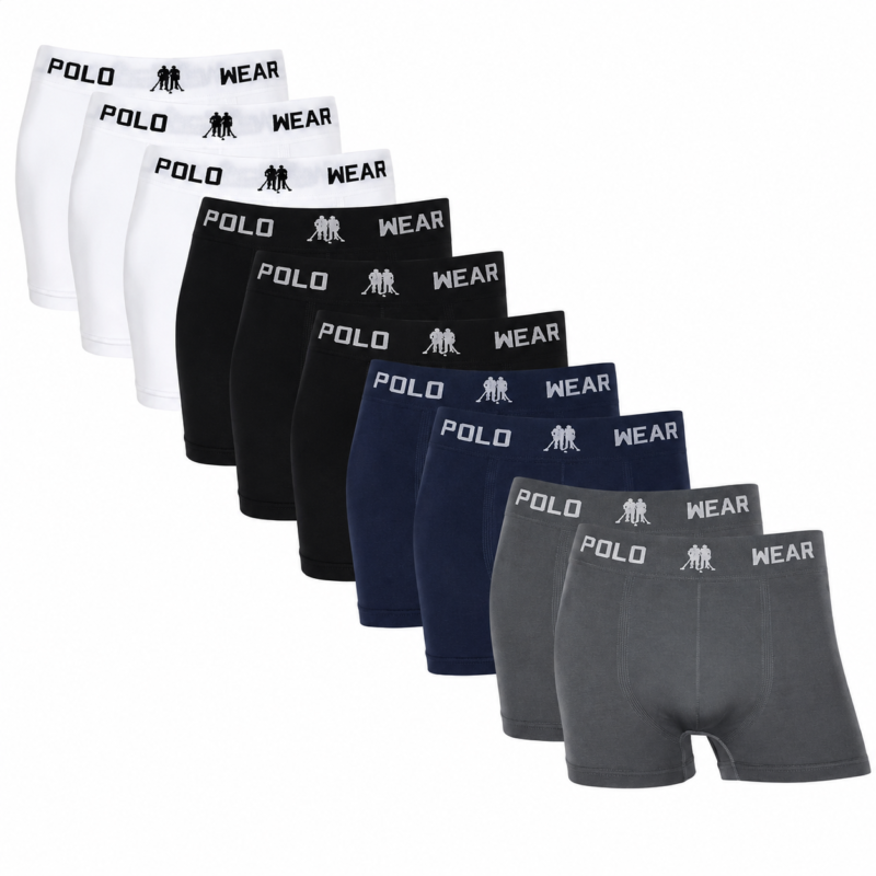Kit Cueca Boxer Polo Wear Microfibra Sem Costura Leve Confortável
