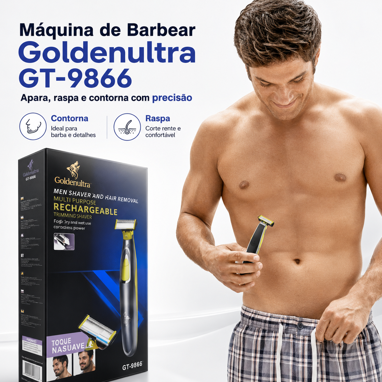 Aparelho de Barbear Elétrico USB à Prova D'Água IPX7 Profissional Bivolt